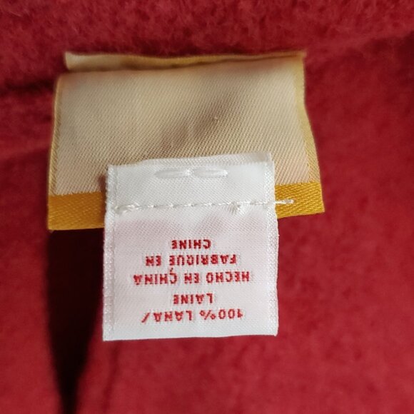 Womens Boiled Wool Cardigan Sweater M Red Black Single Toggle Button Lagenlook - Picture 4 of 4